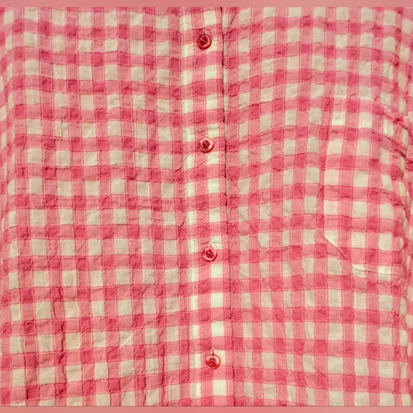 Westbound Woman Pink Gingham Button-Up Blouse Roll Up Button Up Sleeves 2X - Picture 4 of 8